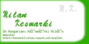 milan kesmarki business card